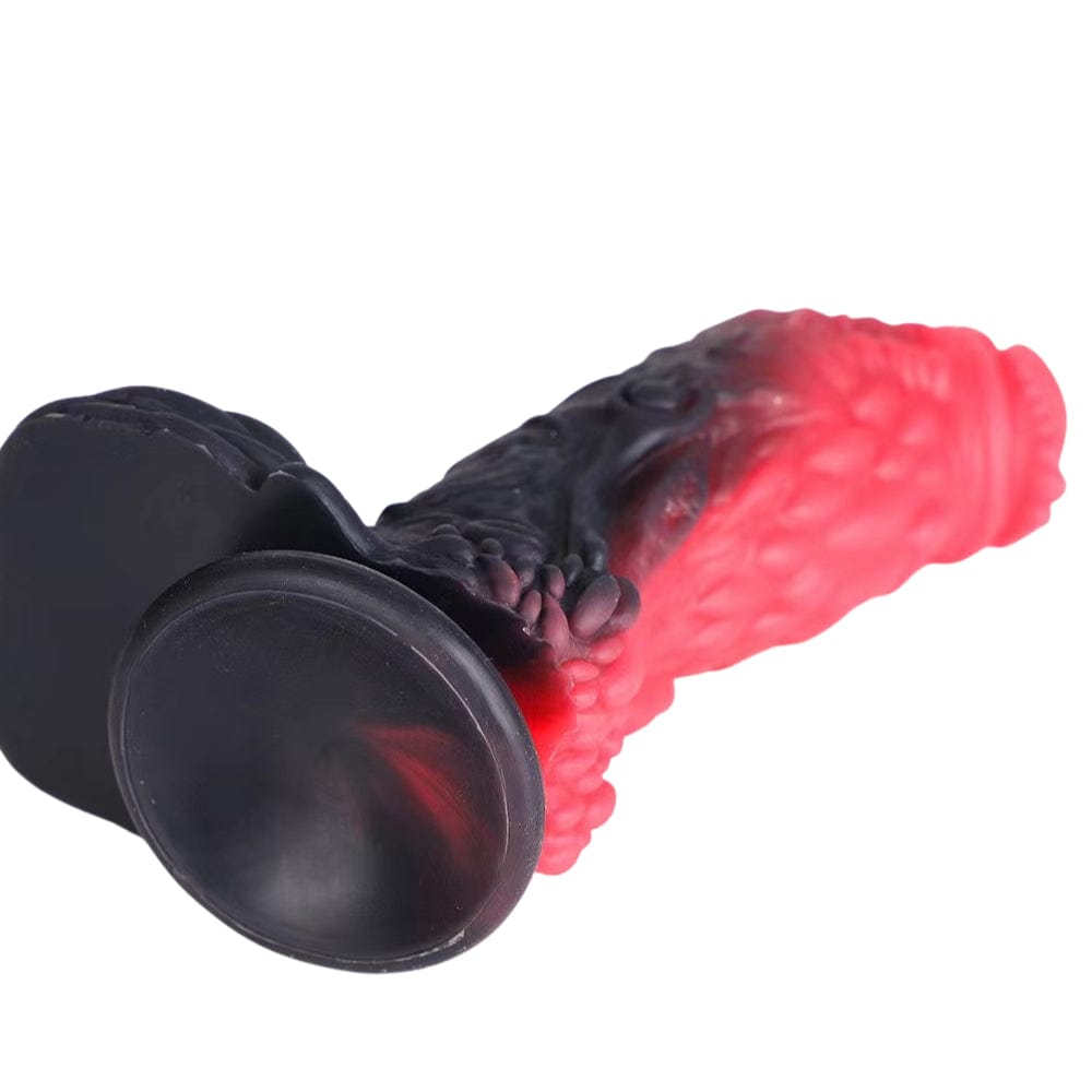 Dragon Fantasy Strap On Dildo Girthy Premium Silicone Red & Black 7 Inches - Spanksy