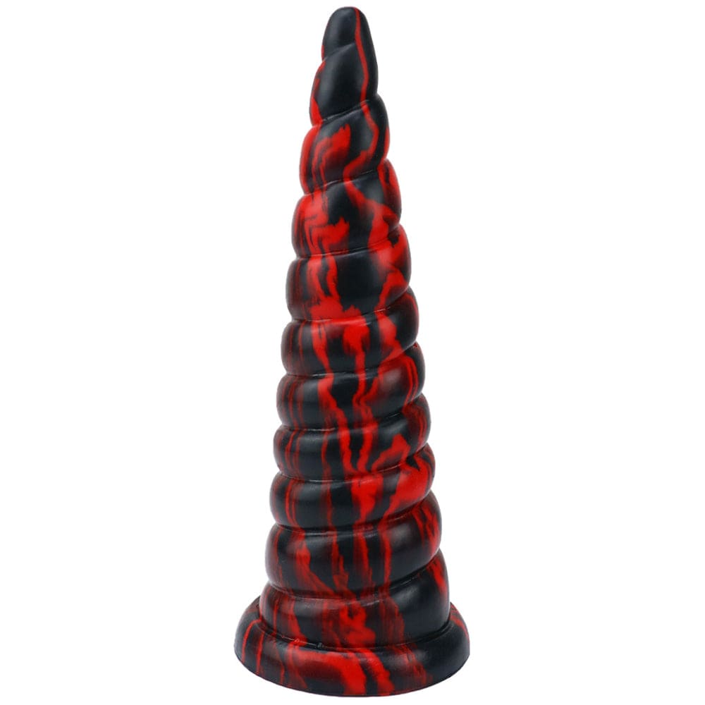 Fantasy Butt Plug Anal Dildo Graduated 8.6 Inches Premium Silicone Red & Black - Spanksy