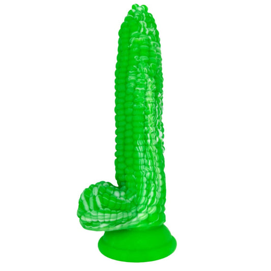 Fantasy Dildo Sex Toy Green Monster Corn 8" Inch Thick Penis Silicone - Spanksy