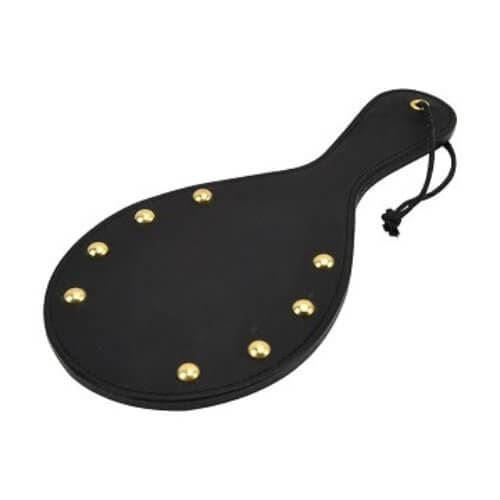 Spanksy Paddles Bound Noir Nubuck Erotic Leather Paddle with Brass Stud Detail