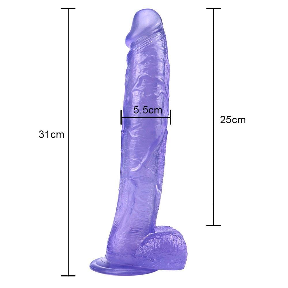 Spanksy Jelly Colours 12" Suction Base Dildo in Purple - Spanksy