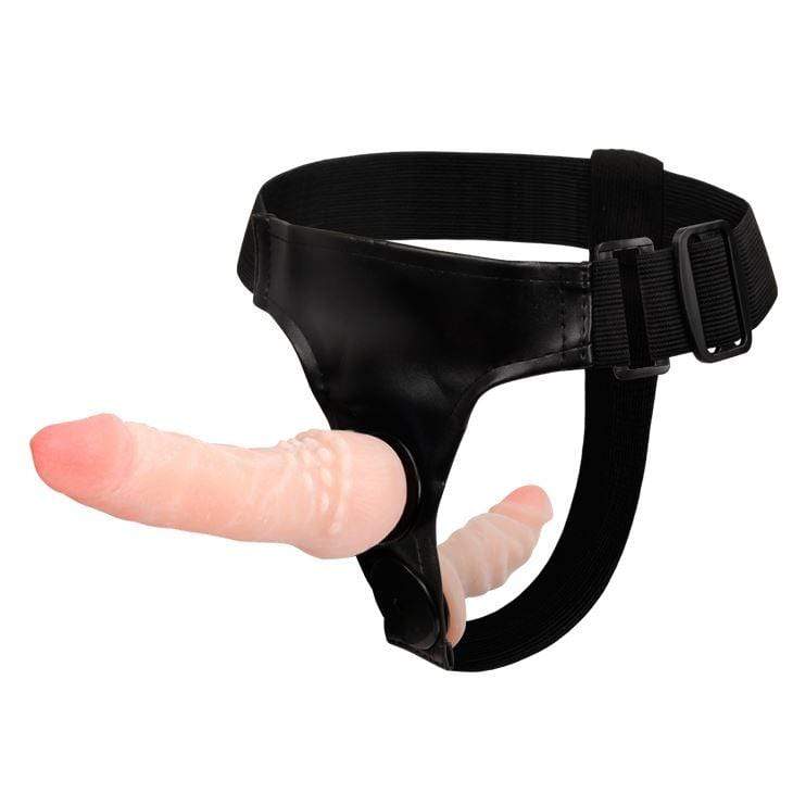Double Ended Strap On Dildo 6.5 Inch Sex Toy In Flesh With Harness Lesbian - Spanksy