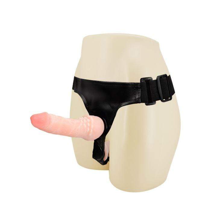 Double Ended Strap On Dildo 6.5 Inch Sex Toy In Flesh With Harness Lesbian - Spanksy