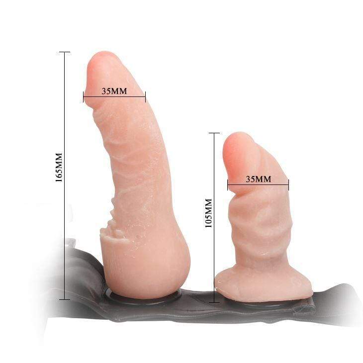 Double Ended Strap On Dildo 6.5 Inch Sex Toy In Flesh With Harness Lesbian - Spanksy