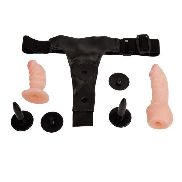 Double Ended Strap On Dildo 6.5 Inch Sex Toy In Flesh With Harness Lesbian - Spanksy