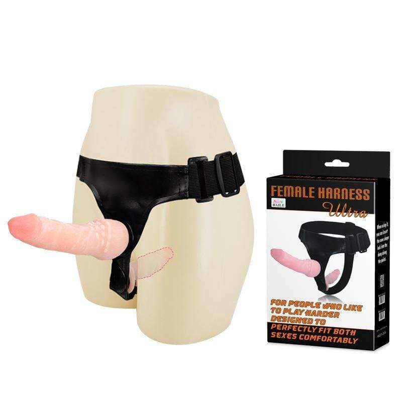 Double Ended Strap On Dildo 6.5 Inch Sex Toy In Flesh With Harness Lesbian - Spanksy
