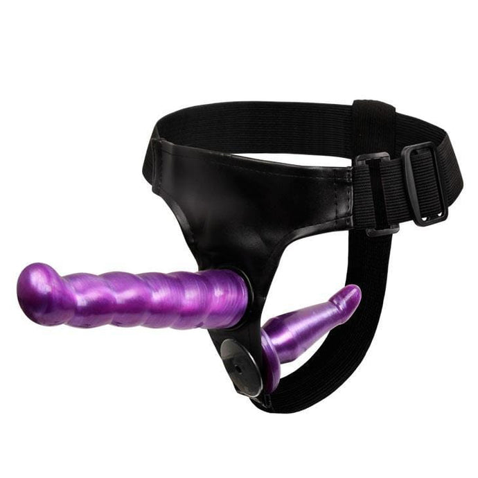 Spanksy Strap On Dildo & Harness Double Ended Strap On Dildo 7 Inch Sex Toy Purple