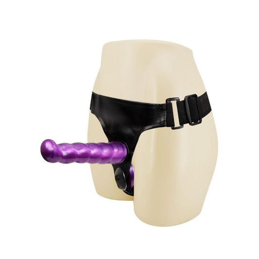 Double Ended Strap On Dildo 7 Inch Sex Toy Purple - Spanksy