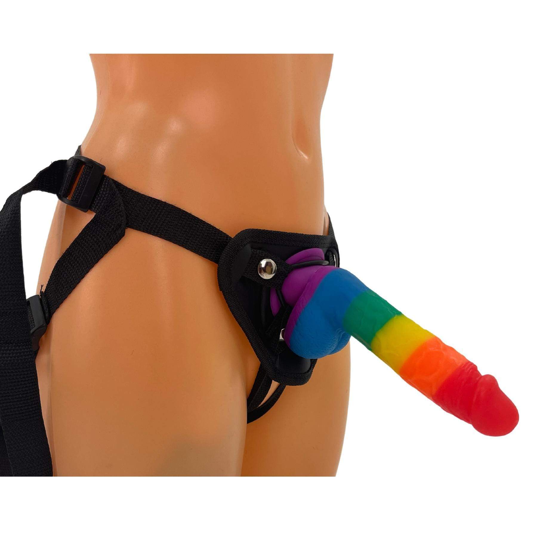 Pride Rainbow Dildo Strap-On Harness Set for Couples and Solo - Spanksy Pride Rainbow Dildo Strap-On Harness Set for Couples and Solo - Spanksy