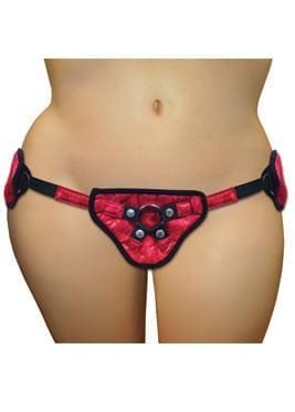 Sportsheets Strap On Plus Size Red Lace with Satin Corsette Harness - Spanksy