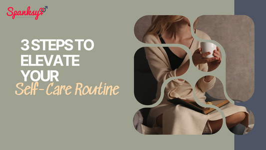 Woman on bed meditating and drinking coffee