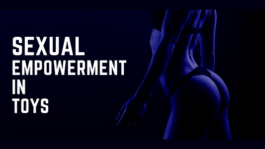Image of a woman stood in front of black background with slight blue tint dressed in empowering Lingerie and the words  'Sexual Empowerment' 