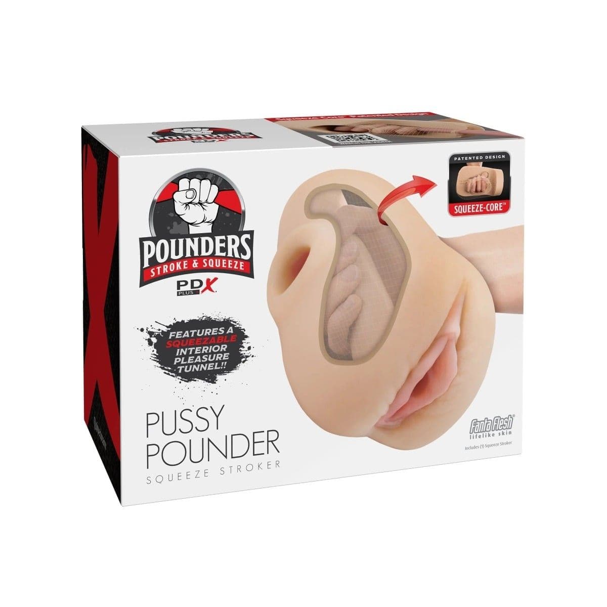 PDX Plus Pussy Pounder Squeeze Stroker Light - Masturbator, Textured Sleeve
