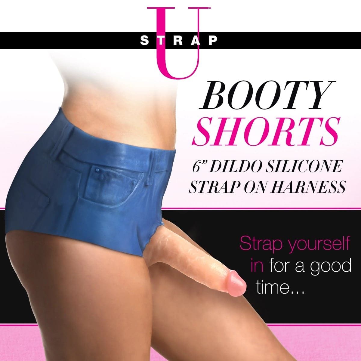 Strap U Strap On Dildo & Harness Strap U Booty Shorts 6" Dildo Silicone Strap On Harness Large - booty shorts