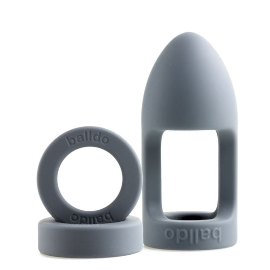 Balldo Cock Rings Balldo Set Steel Grey - Premium Silicone Ball Sex Set with Adjustable Rings