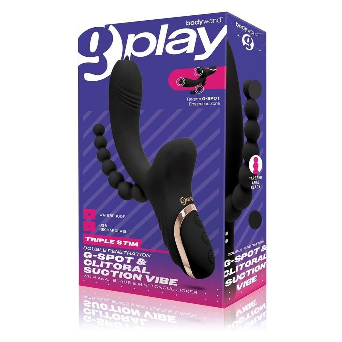 Bodywand G Spot Vibrator Bodywand G Play Triple Stim G Spot And Clitoral Suction Vibrator with Anal