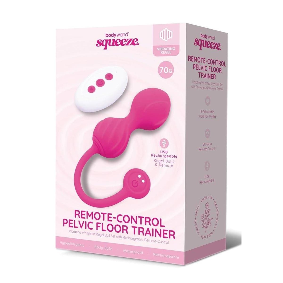 Bodywand G Spot Vibrator Bodywand Squeeze Remote Control Pelvic Floor Trainer Pink - Kegel Ball Set
