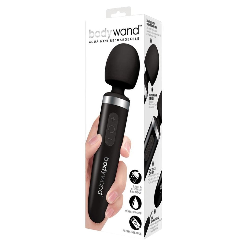 Bodywand Wand Vibrators Bodywand Aqua Mini Rechargeable Wand Massager Black - Multiple Vibration Modes