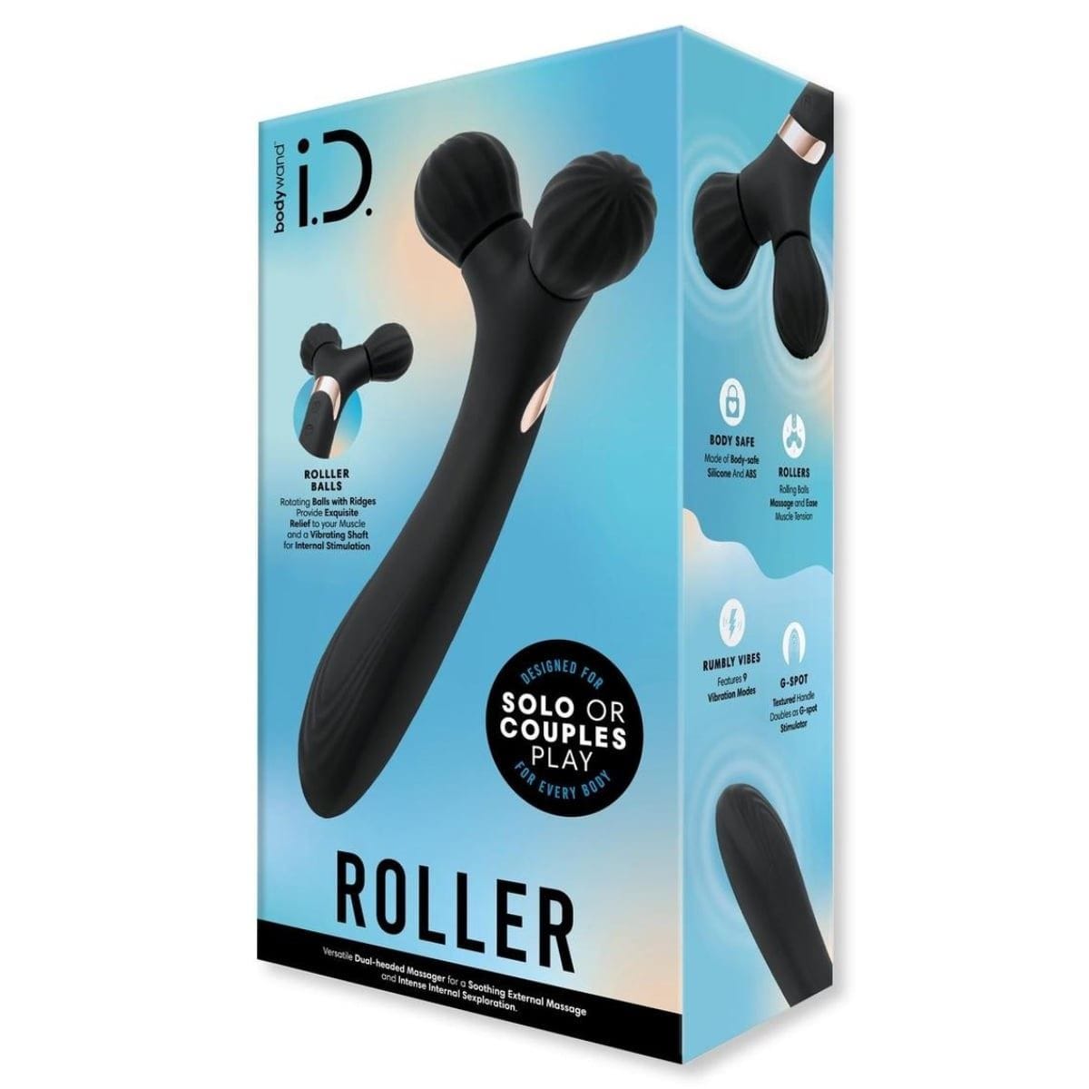 Bodywand Wand Vibrators Bodywand I.D. Roller All In One Vibrating Massager Black