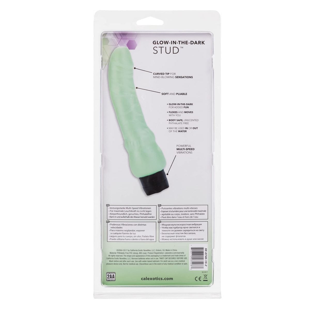 California Exotics Realistic Vibrators Waterproof Glow in the Dark Stud Mint: Luminous Multi Speed Vibrator