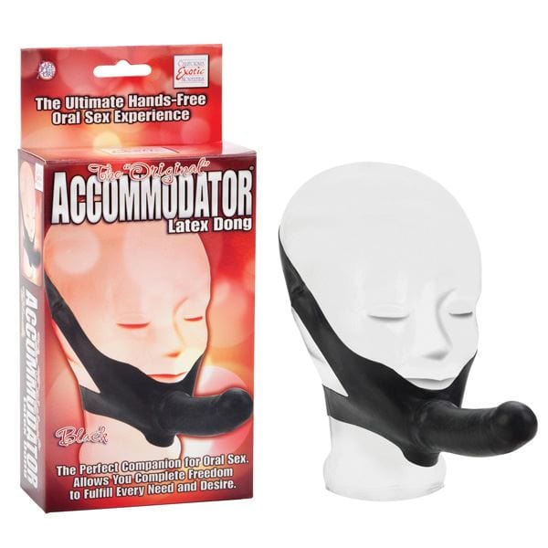 California Exotics Strap On Dildo & Harness Chin Strap Dildo Latex – The Accommodator (5″ Black)