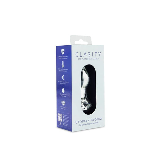 Clarity Butt Plugs Clarity Utopian Bloom Tapered Glass Butt Plug: 4.3 Inch Elegant Anal Play