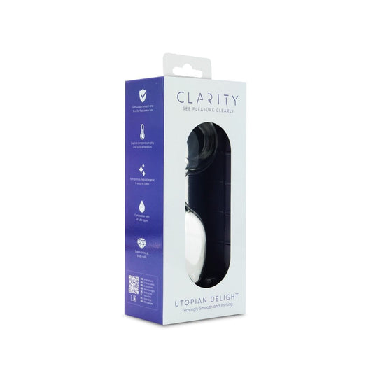 Clarity Butt Plugs Clarity Utopian Delight Glass Butt Plug: 3.5" Compact Elegance with App Control