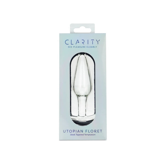 Clarity Butt Plugs Clarity Utopian Floret Ridged Glass Butt Plug: 4.3 Inch for Sensational Anal Exploration