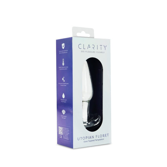 Clarity Butt Plugs Clarity Utopian Floret Ridged Glass Butt Plug: 4.3 Inch for Sensational Anal Exploration
