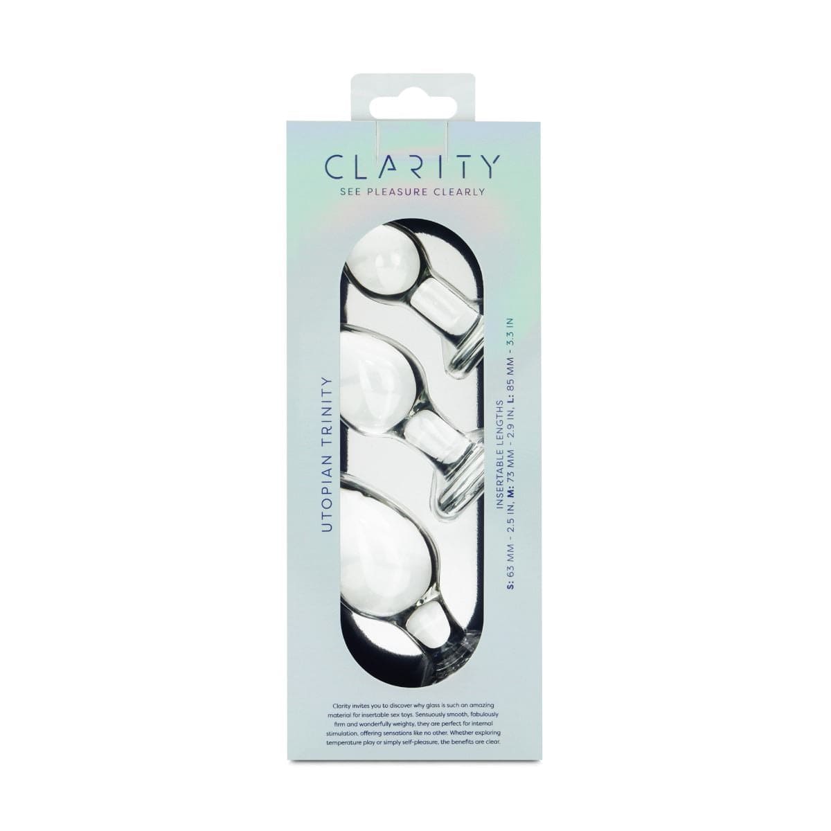 Clarity Butt Plugs Clarity Utopian Trinity 3 Piece Glass Butt Plug Set: Progressive Training for Intimate Pleasure