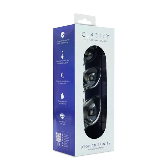 Clarity Butt Plugs Clarity Utopian Trinity 3 Piece Glass Butt Plug Set: Progressive Training for Intimate Pleasure