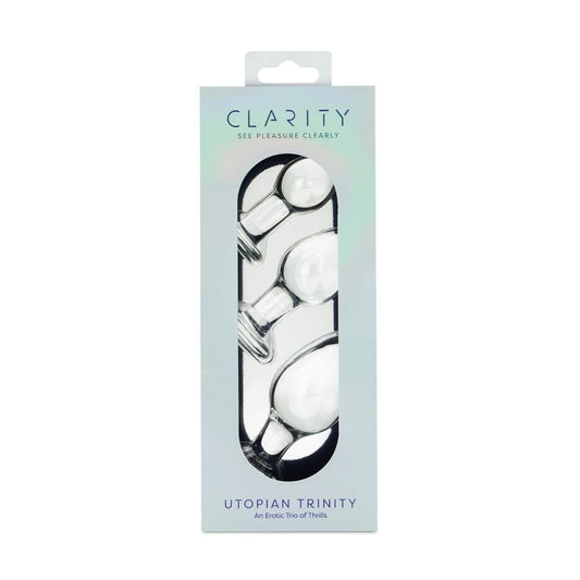 Clarity Butt Plugs Clarity Utopian Trinity 3 Piece Glass Butt Plug Set: Progressive Training for Intimate Pleasure