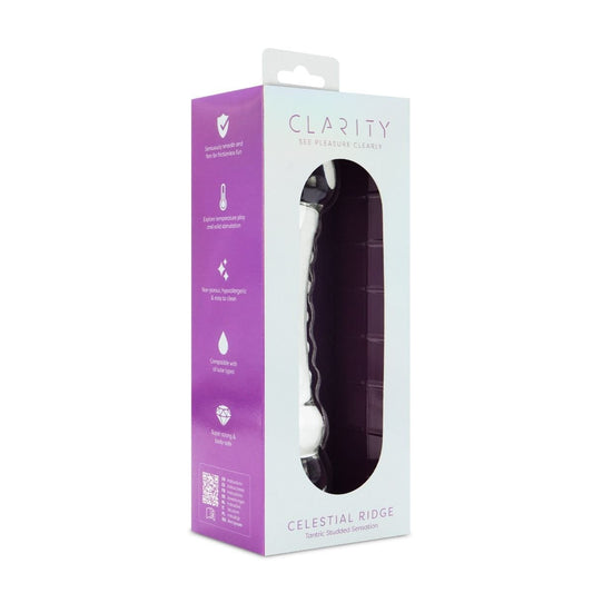 Clarity Realistic Dildos Clarity Celestial Ridge Textured Glass Dildo: 6.4 Inch for Bold Pleasures