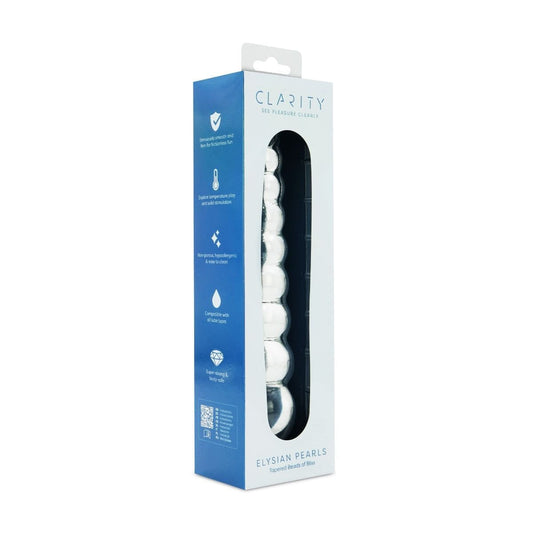 Clarity Realistic Dildos Clarity Elysian Pearls Beaded Glass Dildo: 6.7 Inch Graduated G-Spot Pleasure Stimulation