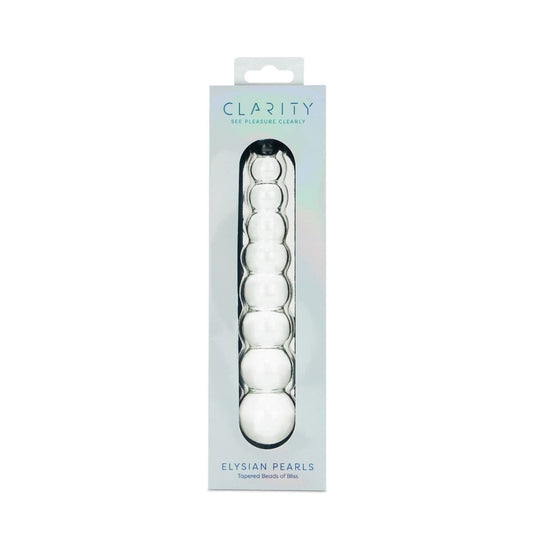 Clarity Realistic Dildos Clarity Elysian Pearls Beaded Glass Dildo: 6.7 Inch Graduated G-Spot Pleasure Stimulation