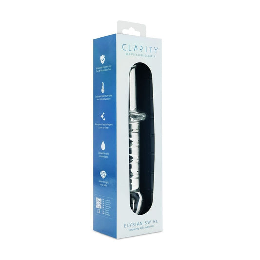 Clarity Realistic Dildos Clarity Elysian Swirl Glass Dildo: 143mm Spiral Textured Pleasure for Couples