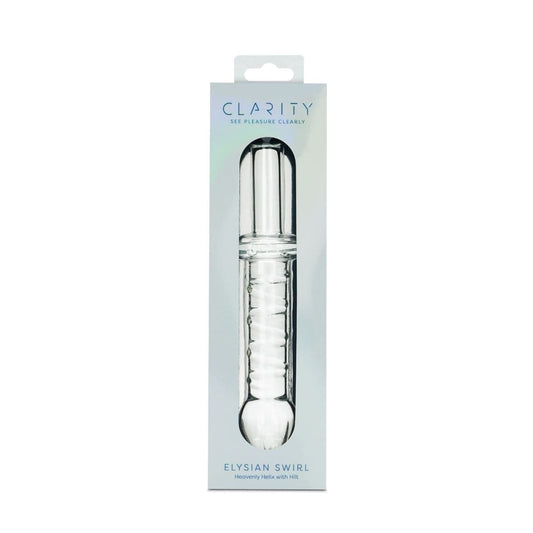 Clarity Realistic Dildos Clarity Elysian Swirl Glass Dildo: 143mm Spiral Textured Pleasure for Couples