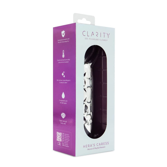 Clarity Realistic Dildos Clarity Heras Caress Glass Dildo with Circular Handle - 5.9"