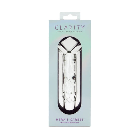 Clarity Realistic Dildos Clarity Heras Caress Glass Dildo with Circular Handle - 5.9"