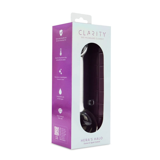Clarity Realistic Dildos Clarity Heras Halo Glass Dildo with Handle: 6 Inch Curved Precision for G-spot & Prostate Pleasure