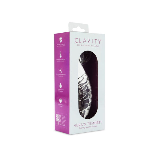 Clarity Realistic Dildos Clarity Heras Tempest Curved Glass Dildo with Handle: 5.5 Inch G-Spot and Prostate Pleasure