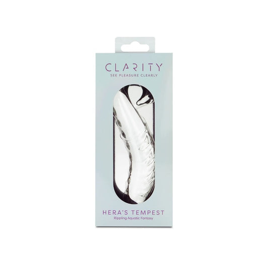 Clarity Realistic Dildos Clarity Heras Tempest Curved Glass Dildo with Handle: 5.5 Inch G-Spot and Prostate Pleasure