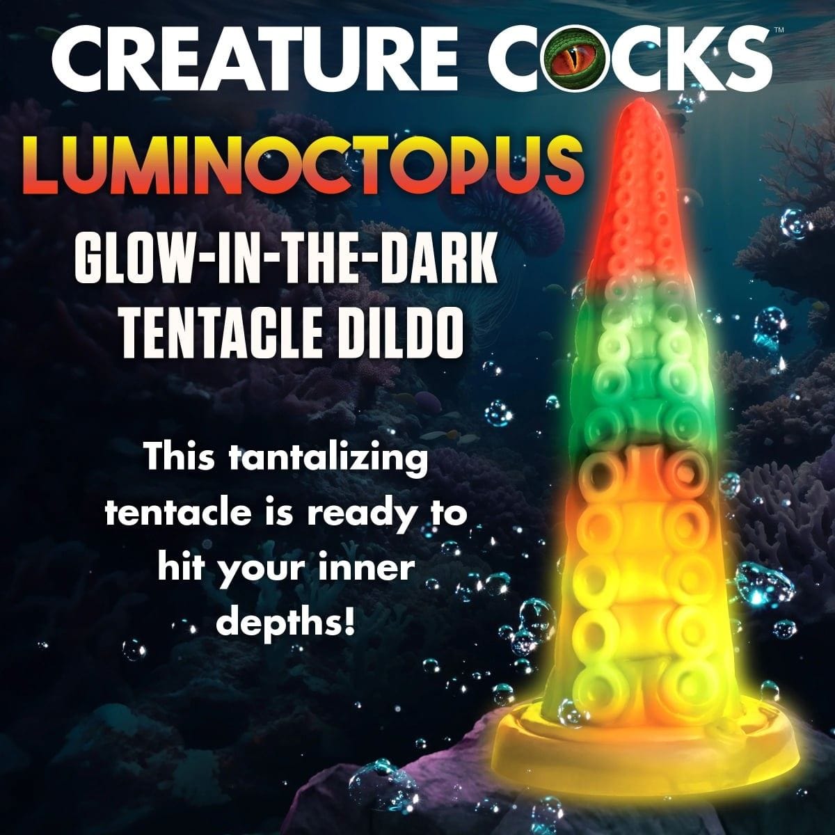 Creature Cocks Fantasy Dildos Creature Cocks Luminoctopus Glow-in-the-Dark Tentacle Dildo - Dildo Adult Toy