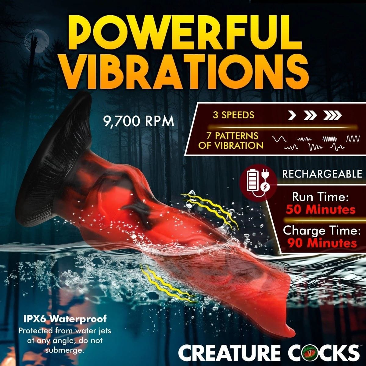 Creature Cocks Fantasy Dildos Creature Cocks Vibra Beast Vibrating Silicone Dildo - Fantasy Dildo, Silicone