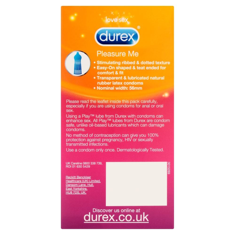 Durex Condoms Durex Pleasure Me 12's | Ribbed & Dotted Condoms for Extra Stimulation Couples