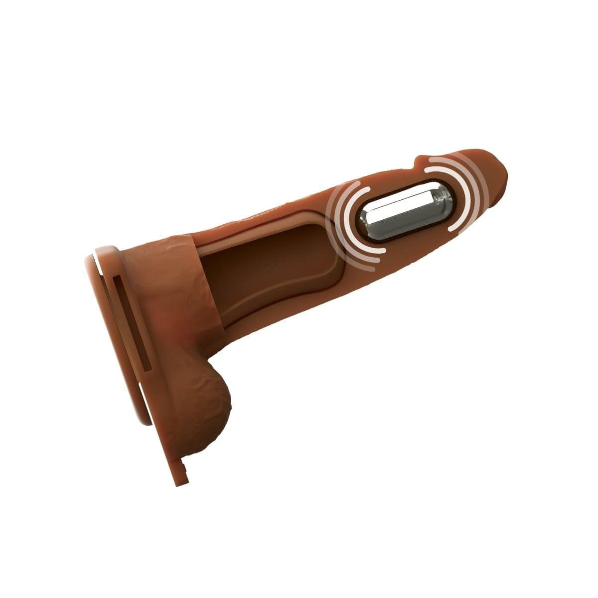 Fantasy X-Tensions Strap On Dildo & Harness Fantasy X Hollow Strap On Dildo - vibrating dildo, dual density silicone - 6" Tan