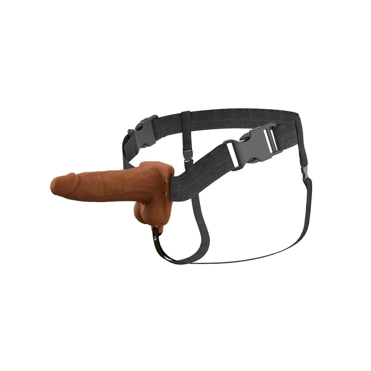 Fantasy X-Tensions Strap On Dildo & Harness Fantasy X Hollow Strap On Dildo - vibrating dildo, dual density silicone - 6" Tan