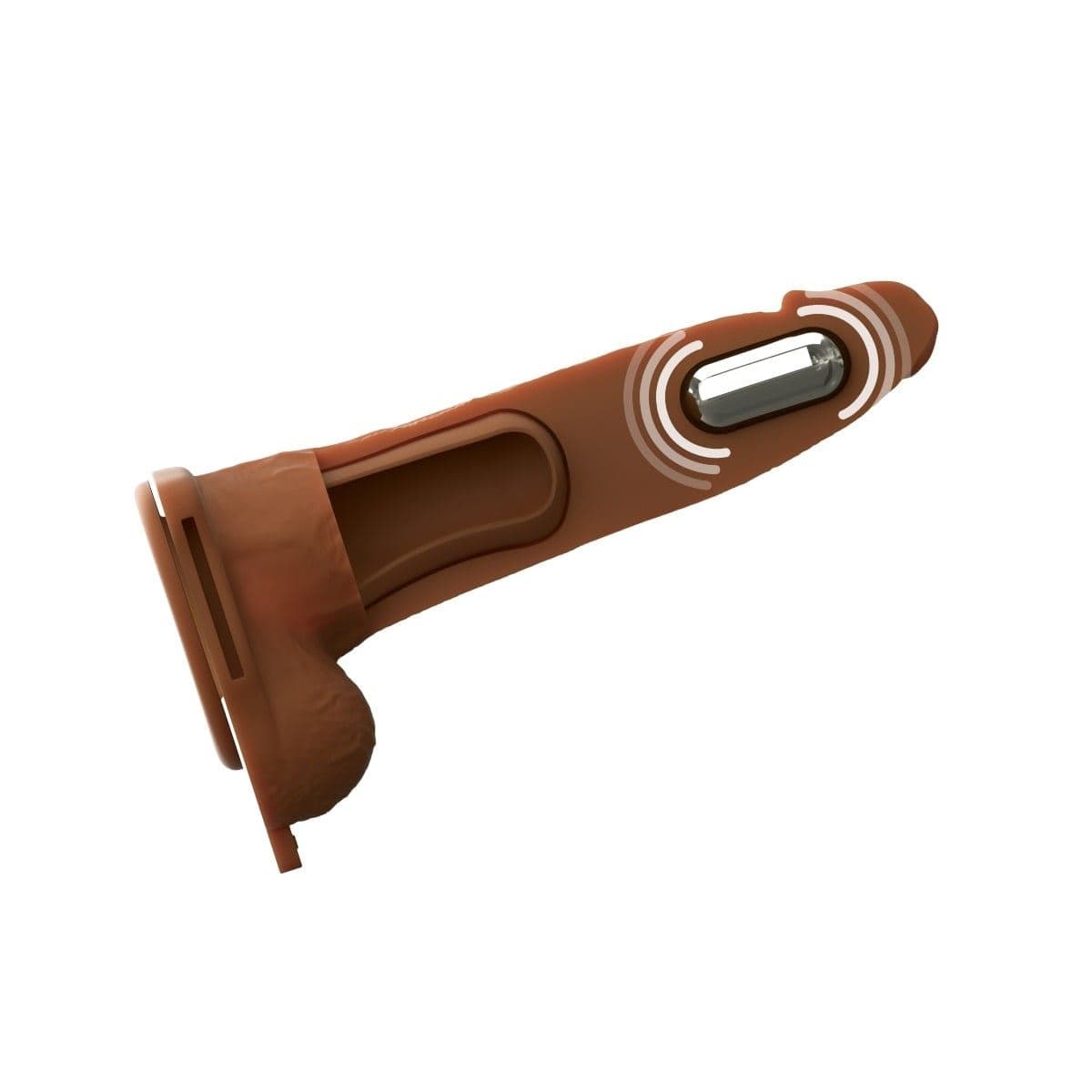 Fantasy X-Tensions Strap On Dildo & Harness Fantasy X Hollow Strap On Dildo - vibrating dildo, dual density silicone - 7" Tan
