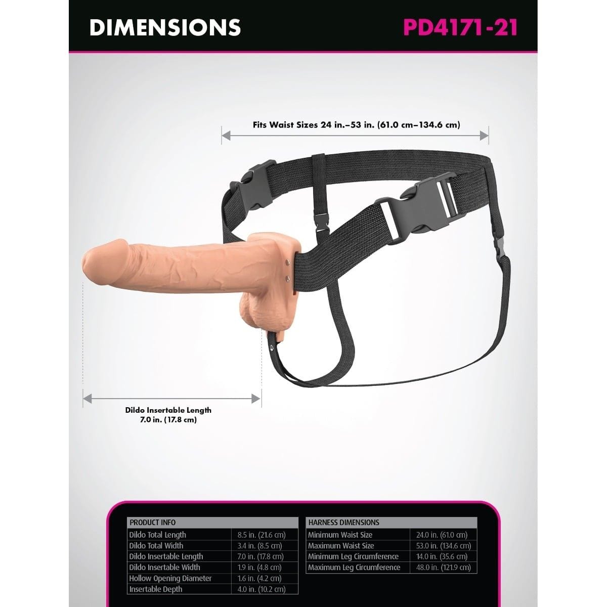 Fantasy X-Tensions Strap On Dildo & Harness Fantasy X Hollow Strap On Dildo - vibrating dildo, dual density silicone - 7" White