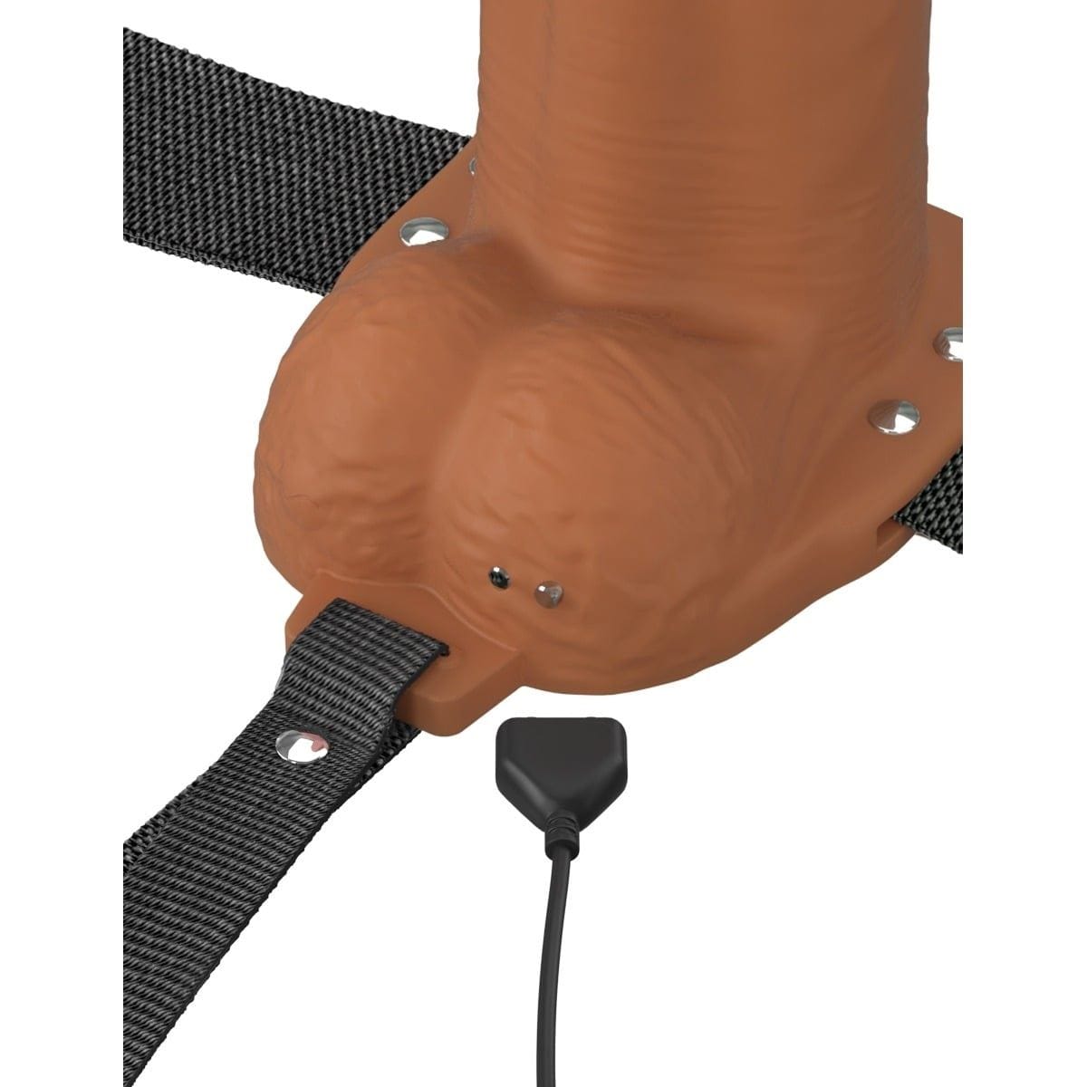 Fantasy X-Tensions Strap On Dildo & Harness Fantasy X Hollow Strap On Dildo - vibrating dildo, dual density silicone - 8" Tan